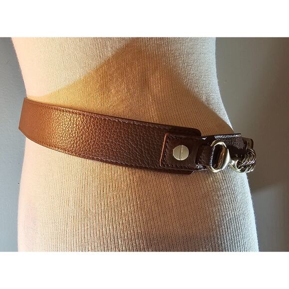 Vintage womens SZ M (36 inches) Talbot Leather Belt Western gold chain details - Picture 5 of 12